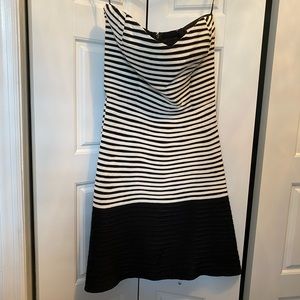Parker striped strapless circle skirt dress